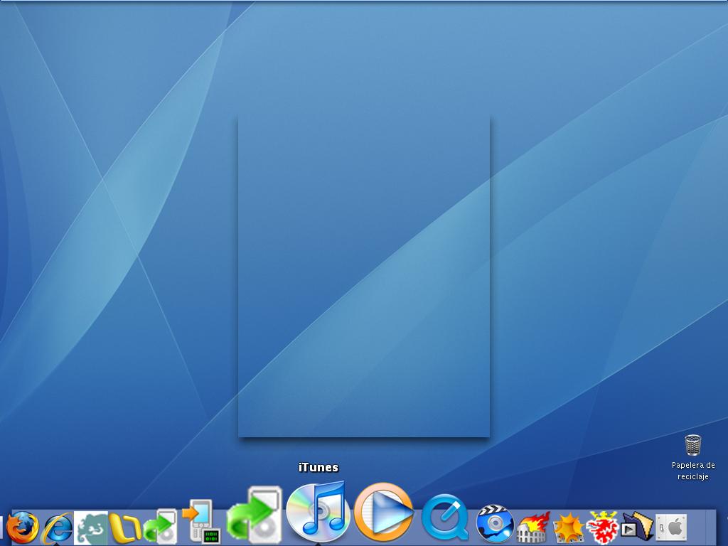 Aquí se vé mi escritorio, con la típica barra de mac abajo
