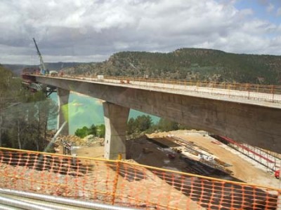 El viaducto del AVE acercándose al arco de 260 metros de luz