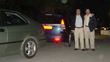 Juanchu y Mrrivilla con los dos SAAB.
